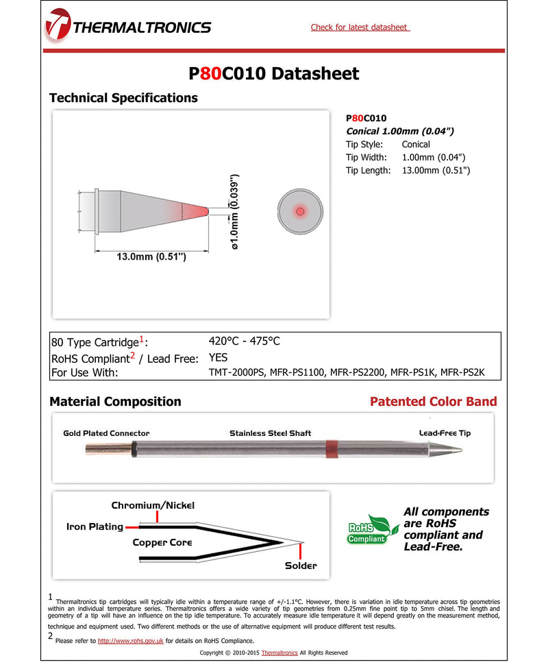  [AUSTRALIA] - Thermaltronics P80C010 Conical 1.00mm (0.04in)