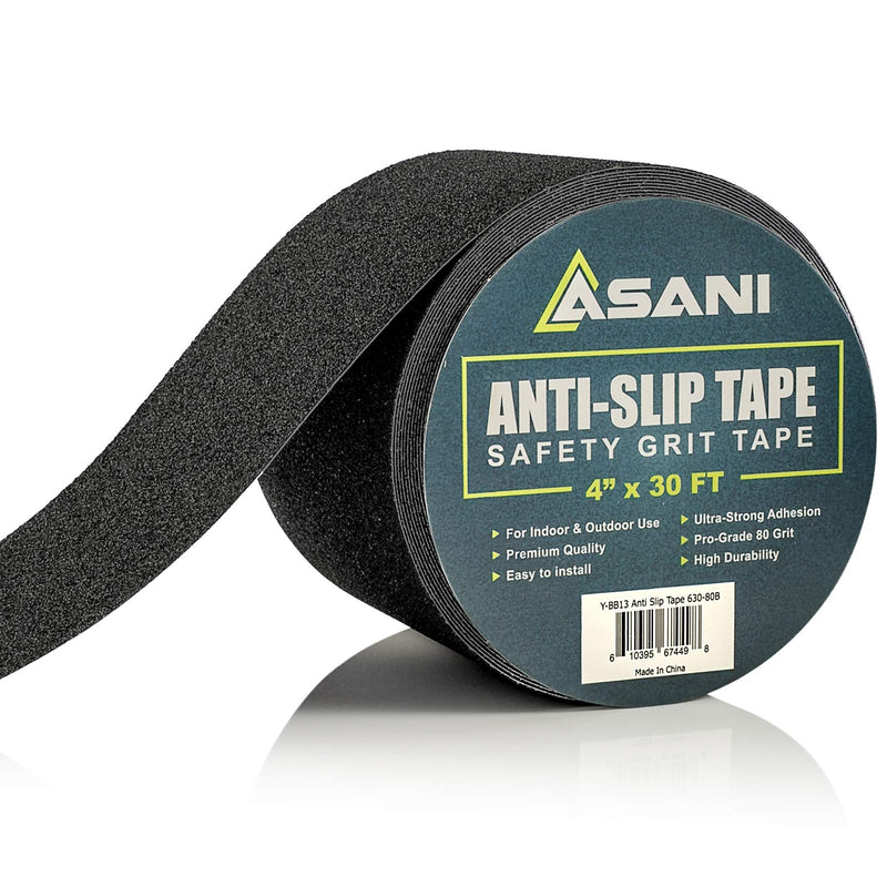  [AUSTRALIA] - Anti-Slip Grip Tape Roll (4 Inch x 30 Foot) | Anti-Skid Tape with High Traction 80 Grit | Weatherproof Tread for Indoors & Outdoors | Non-Slip Safety Grippy Pad for Stairs, Steps, Deck, Ladder & More