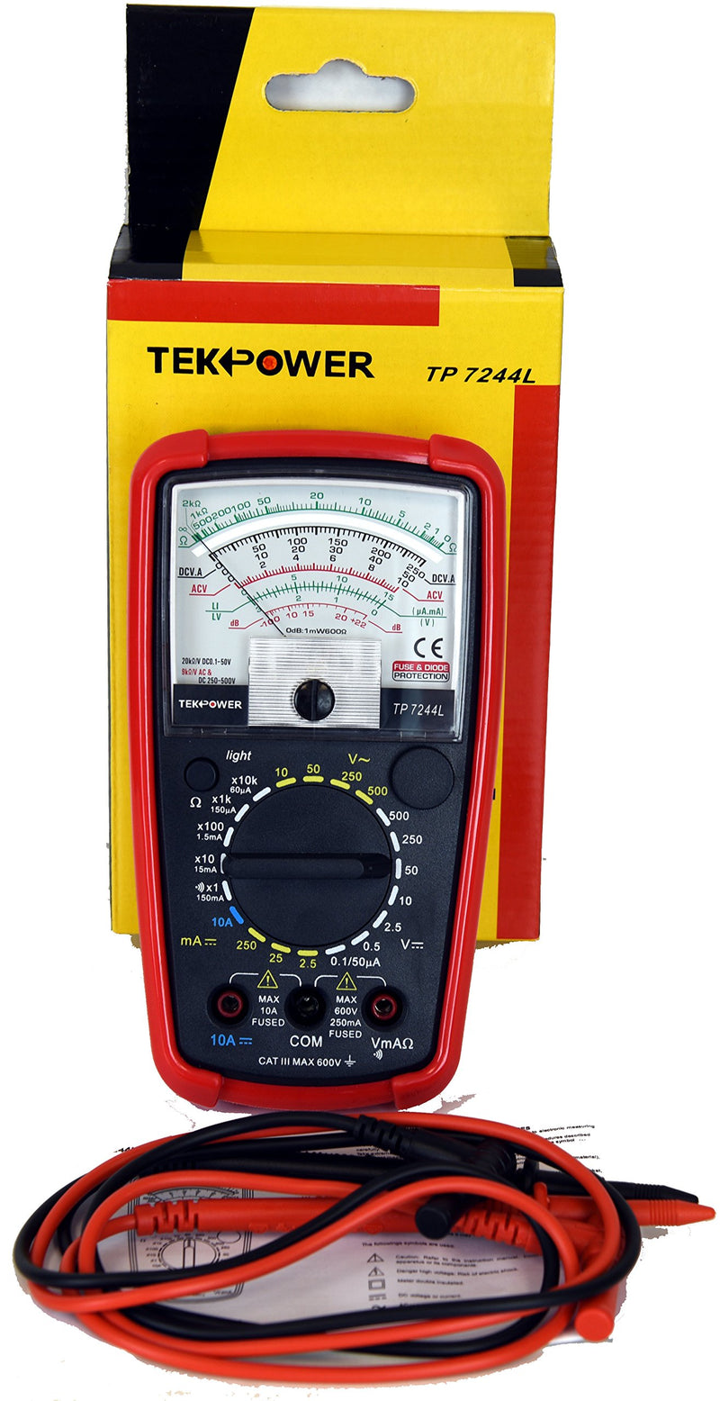 Tekpower TP7244L 7-Function 20-Range Analog Multimeter With Back Light with Strong Protective Holster - LeoForward Australia