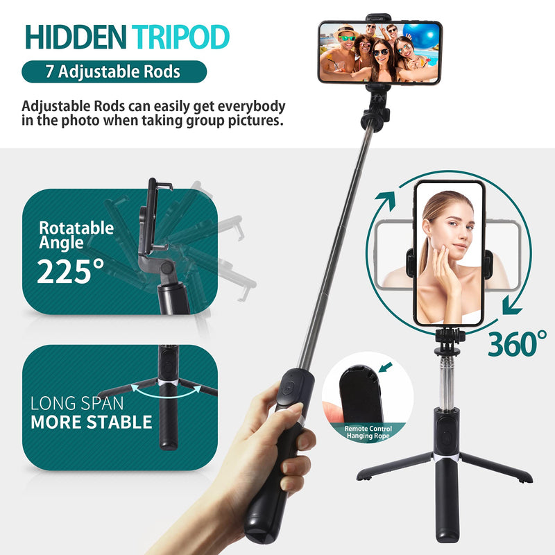  [AUSTRALIA] - Selfie Stick Tripod Wireless Remote - 40 inch Extendable Phone Tripod Stand Holder 360° Portable Pocket Bluetooth Selfie Stand for iPhone 12/11/11 Pro/XS/XR/X/8/7/6/5 Samsung Smartphones Selfie Stick Tripod 40inches