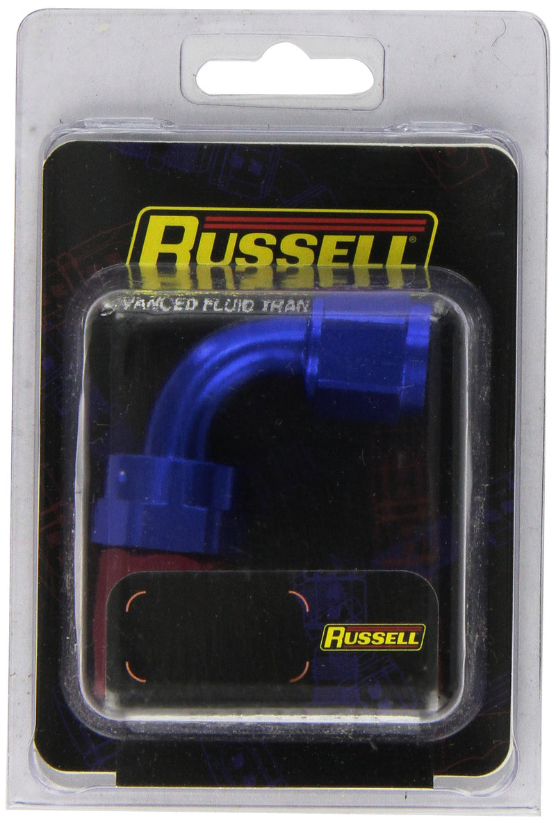 Russell 610170 Red/Blue Anodized Aluminum -8AN 90-Degree Hose End - LeoForward Australia