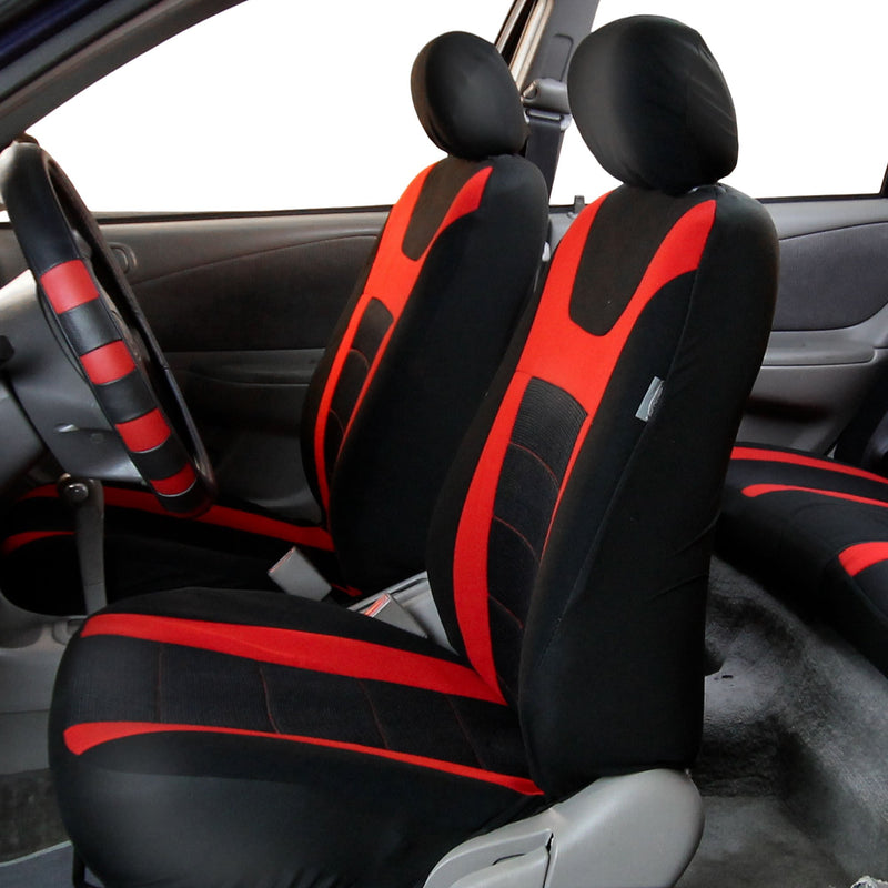  [AUSTRALIA] - FH Group FB070102 Sports Seat Covers (Red) Front Set – Universal Fit for Cars Trucks & SUVs