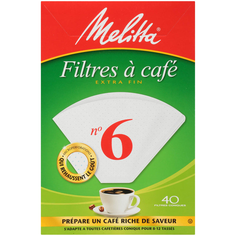 Melitta Inc, Coffee Filter Cone No6, 40 Count - LeoForward Australia