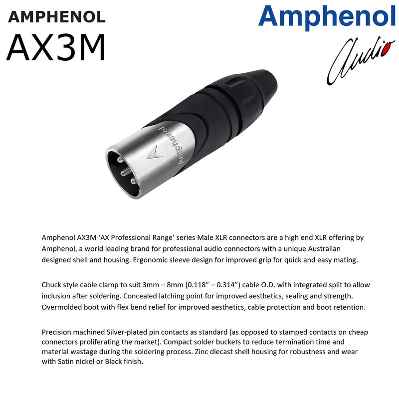  [AUSTRALIA] - 4 Units - 1 Foot - Gotham GAC-4/1 (Black) - Star Quad, Dual Shielded Balanced Male to Female Microphone Cables with Amphenol AX3M & AX3F Silver XLR Connectors - Custom Made by WORLDS BEST CABLES