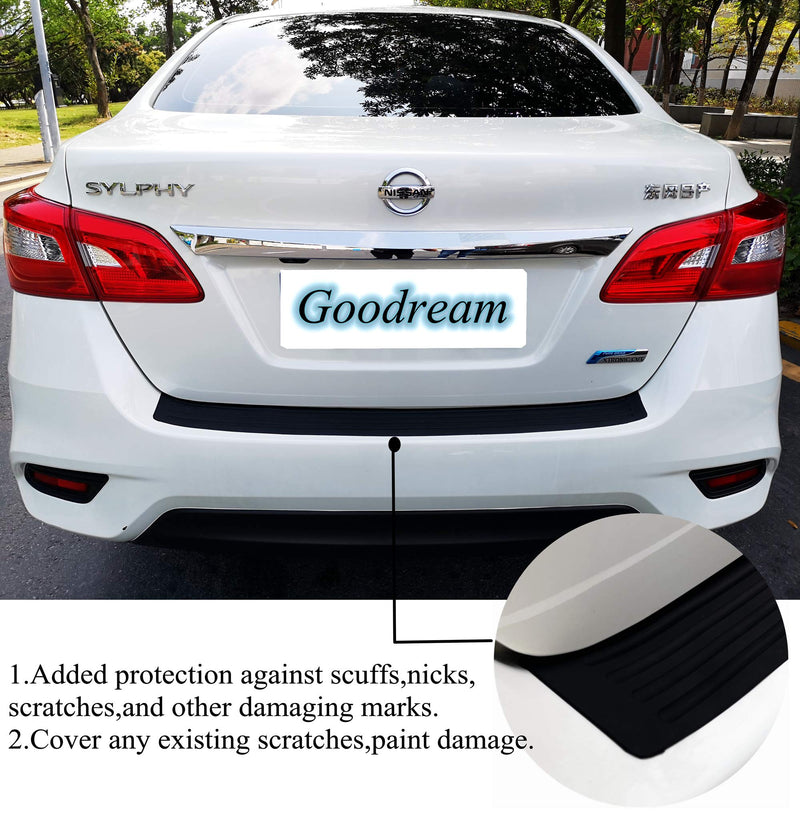  [AUSTRALIA] - Goodream Rear Bumper Protector Guard Universal Black Rubber Scratch-Resistant Trunk Door Sill Protector Exterior Accessories Trim Cover for SUV/Cars,Easy D.I.Y (35.8Inch)