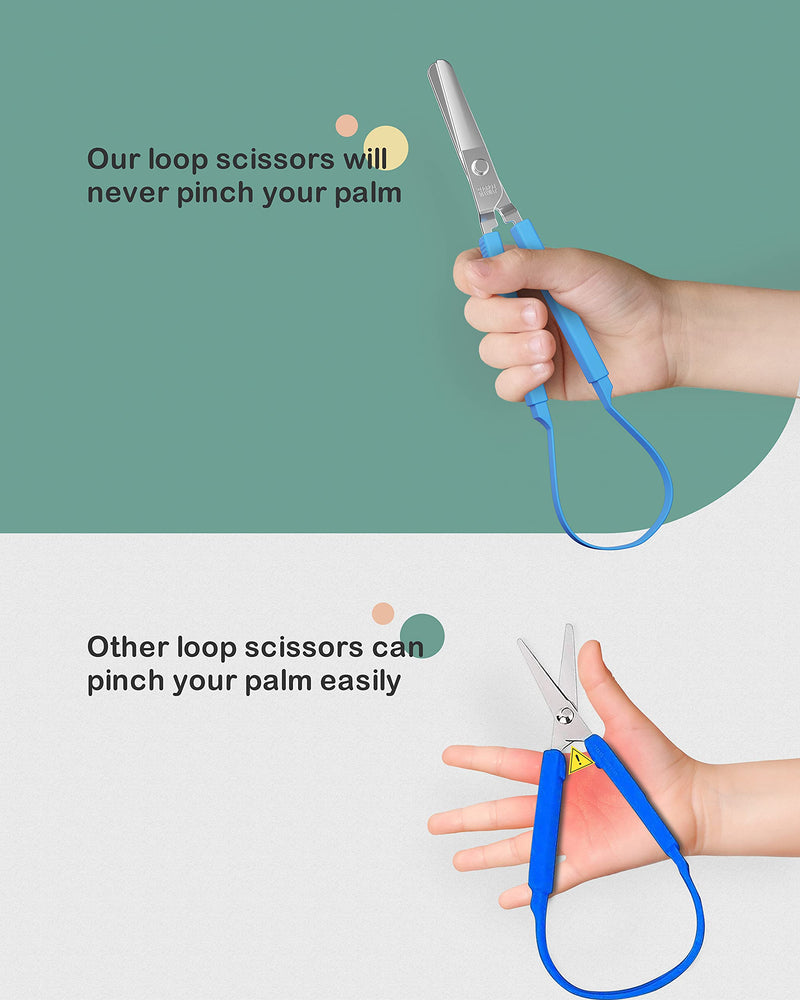  [AUSTRALIA] - 2-Pack Loop Scissors - Easy Grip, Easy Opening, Adapted Scissors for Special Needs, Safety Blade, Round Tip, Recommended by Hundreds of Occupational Therapists [2020 UPGRADED]