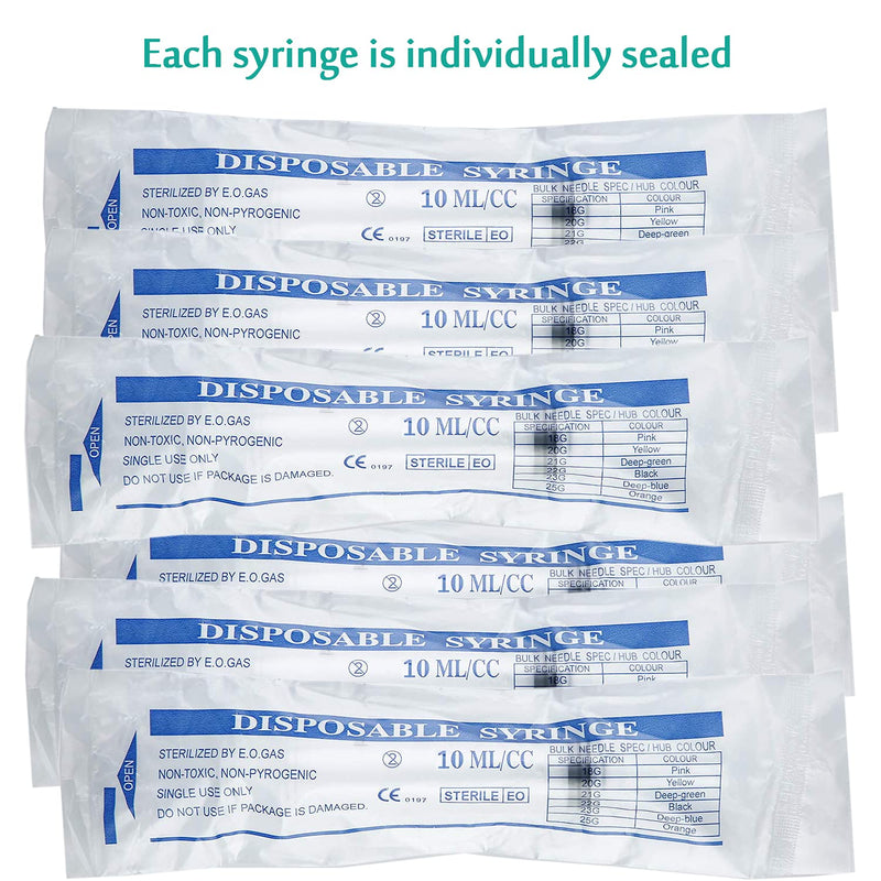  [AUSTRALIA] - 25 Packs 10ml Plastic Syringe, Luer Slip Tip with Cover Cap, Individually Sterilized Wrapped, Syringes for Liquid Jello Shots, Measuring, Watering, Refilling, Feeding