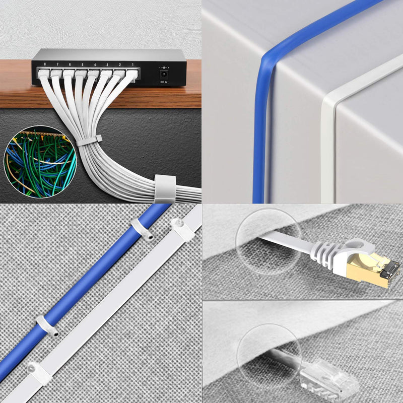  [AUSTRALIA] - BUSOHE CAT8 Ethernet Cable 20ft, High Speed Flat Internet Network Computer Patch Cord, 40Gbps 2000Mhz Faster Than Cat7/Cat6/Cat5, RJ45 Flat Cable Shielded in Wall, Indoor&Outdoor White 1 Pack