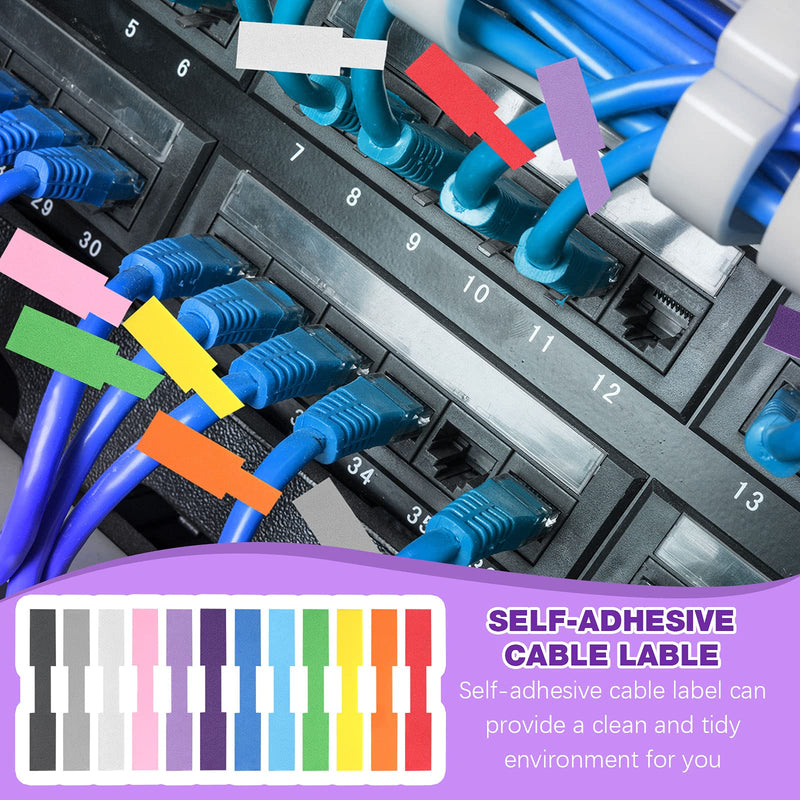  [AUSTRALIA] - 120 Pieces Self-Adhesive Cable Label Colorful Wire Labels Waterproof Wire Identification Labels Cord Wire Tags for Electronics Computers Cable Management, 12 Colors