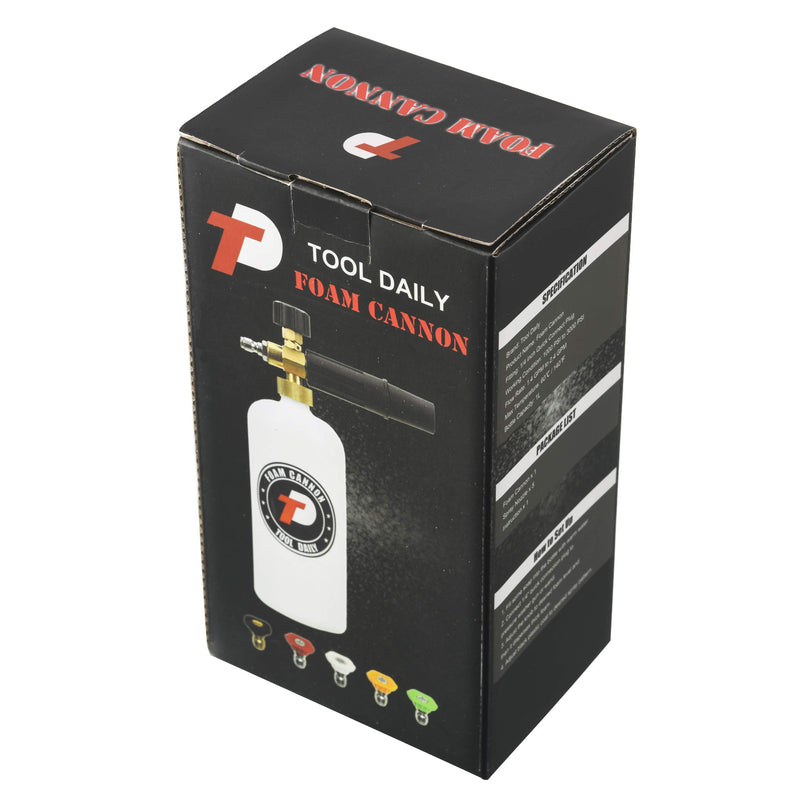 Tool Daily Foam Cannon with 1/4 Inch Quick Connector, 1 Liter, 5 Pressure Washer Nozzle Tips - LeoForward Australia