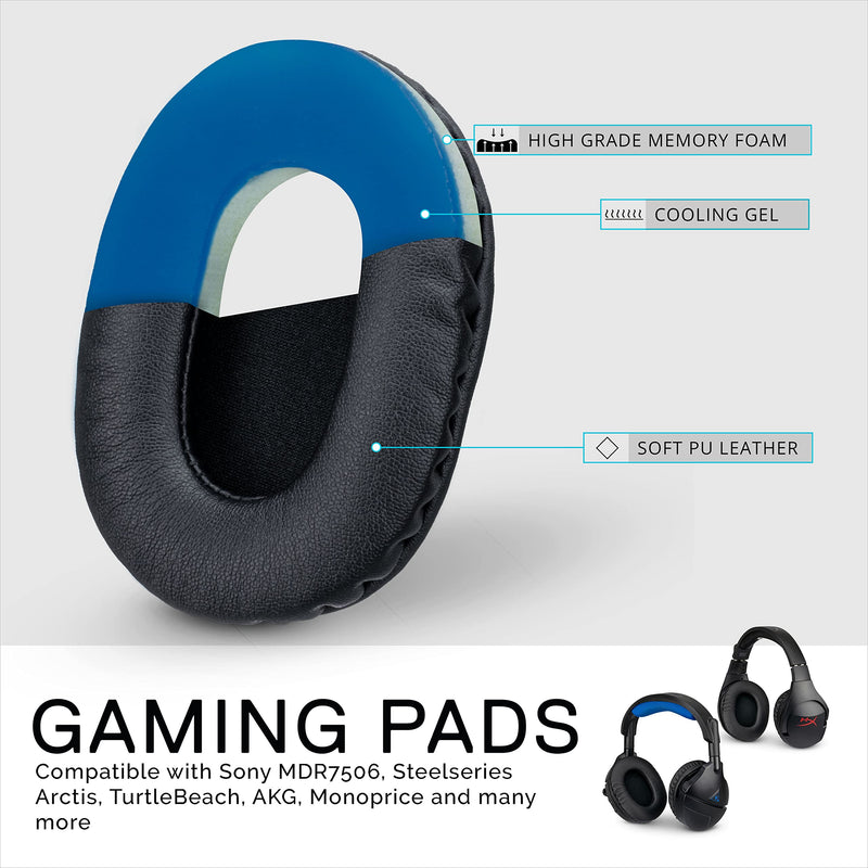  [AUSTRALIA] - Enhanced Gaming Headphone Earpads - Small Oval - PU Leather w/ Cooling Gel & Memory Foam for Steelseries, Hyperx, ATH-M50X, AKG, Turtlebeach, Sennheiser & More by Brainwavz (Black)