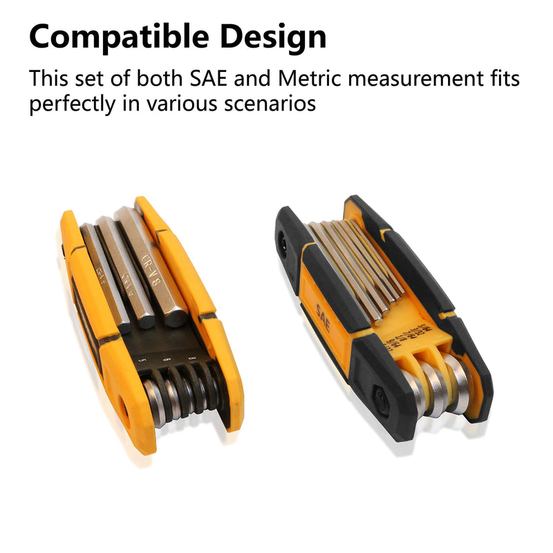 MulWark 17pcs Folding Allen Wrench Set | Metric & Standard SAE - Hex Key Driver Set Tool for Hex Head Socket Screws - 2 Pack - LeoForward Australia