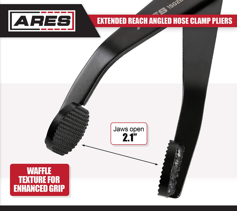  [AUSTRALIA] - ARES 15028 - Extended Reach Angled Hose Clamp Pliers - Extra Length and Angled Round Jaws for Improved Access in Hard to Reach Areas - Textured Jaw Surface for Enhanced Grip