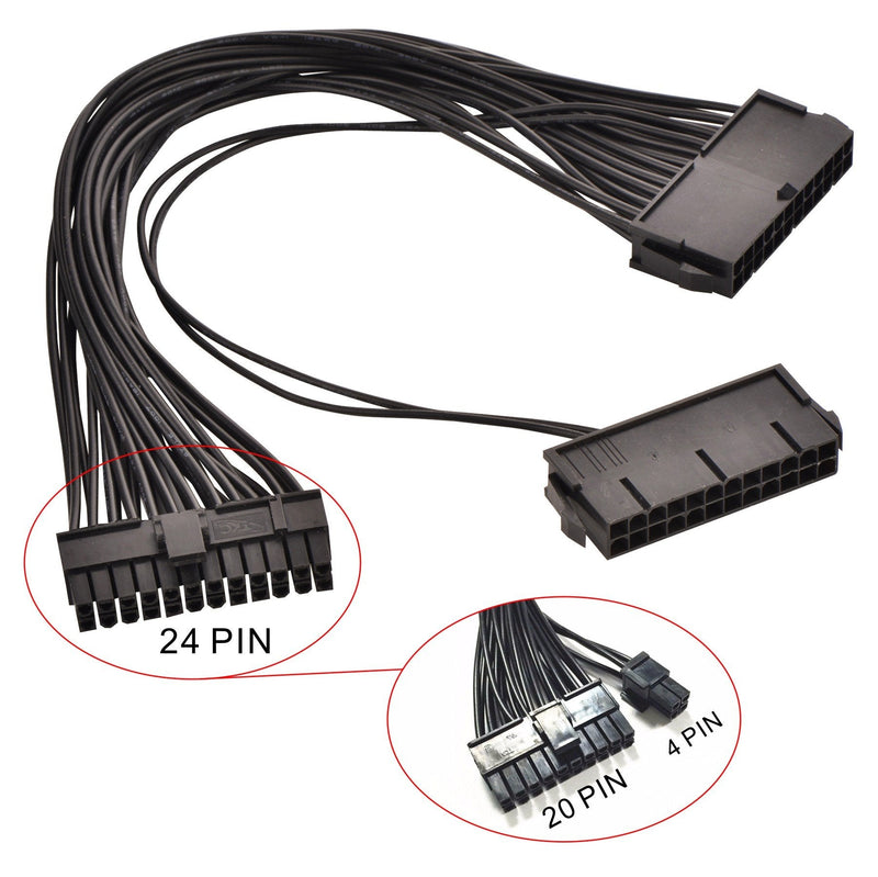 [AUSTRALIA] - Optimal Shop 24 Pin Main Second Dual PSU ATX Power Supply Motherboard Adapter Cable