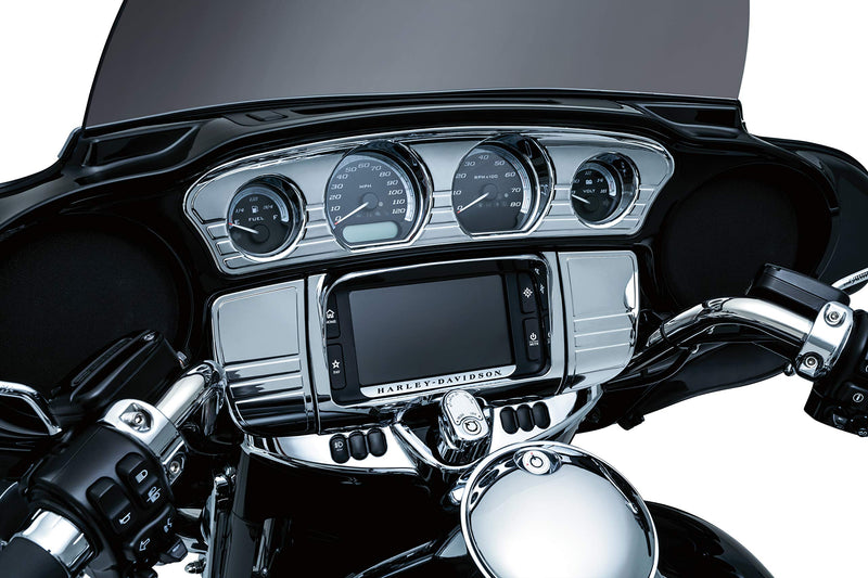  [AUSTRALIA] - Kuryakyn 7240 Motorcycle Accent Accessory: Deluxe Tri-Line Stereo Trim Kit for 2014-19 Harley-Davidson Touring & Tri Glide Motorcycles, Chrome