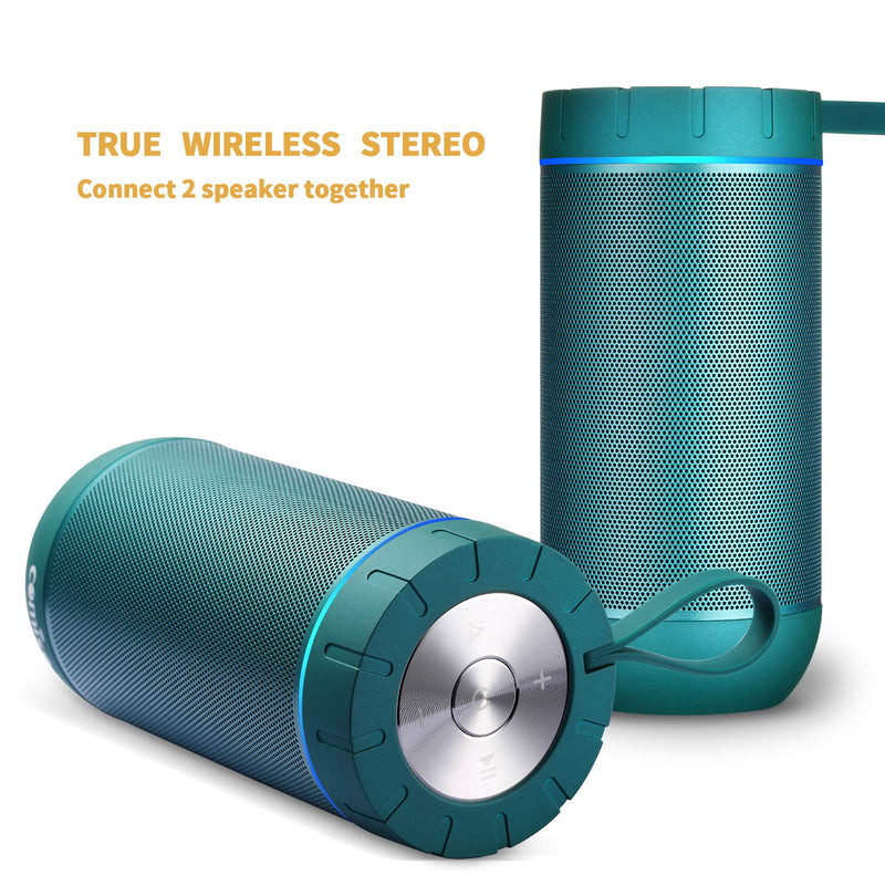 COMISO Waterproof Bluetooth Speakers Outdoor Wireless Portable Speaker with 24 Hours Playtime Superior Sound for Camping, Beach, Sports, Pool Party, Shower (Malachite Green) Malachite Green - LeoForward Australia
