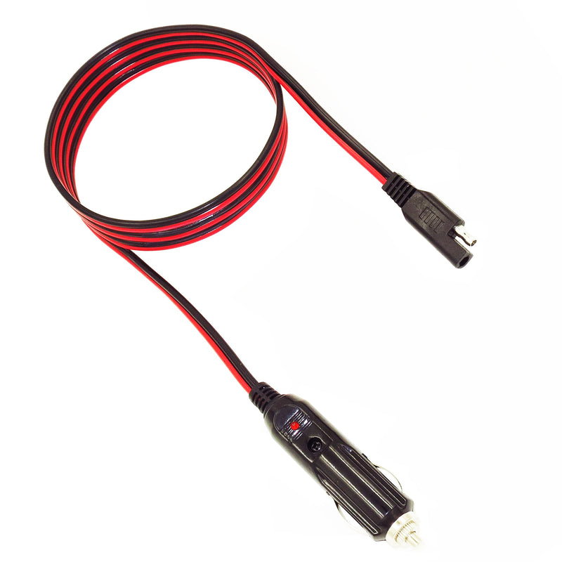 MOTOPOWER MP68996A 5FT 12V Cigarette Lighter Plug to SAE Quick Release Adapter Extension Charging Cable with Fuse and LED Light - LeoForward Australia