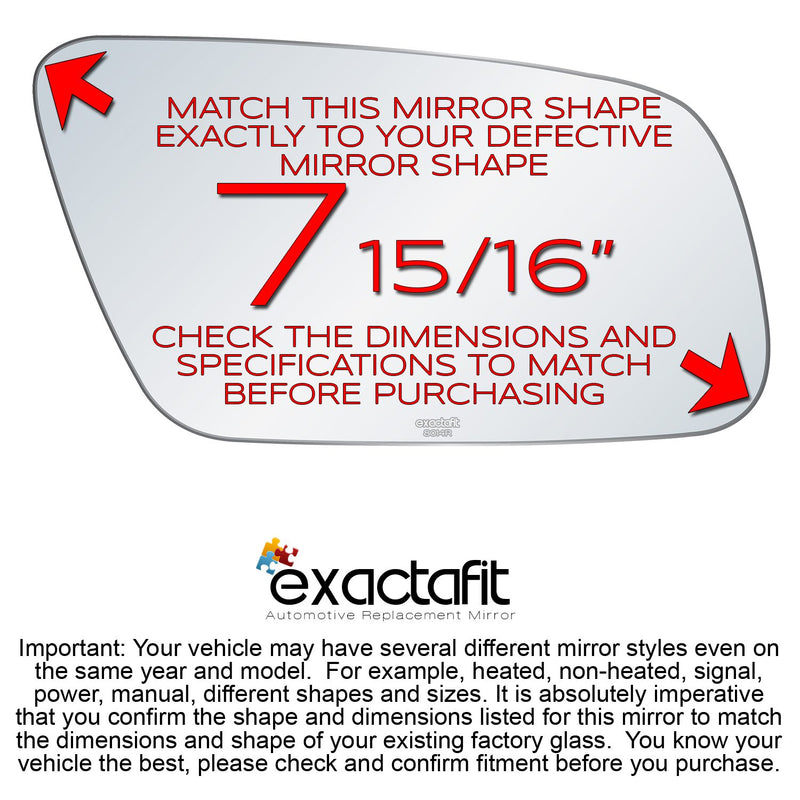 exactafit 8014R Passenger Side Mirror Glass Replacement Plus 3m Adhesives Compatible With Audi A4 A6 A8 S4 S6 S8 Quattro Right Hand Door Wing RH - LeoForward Australia
