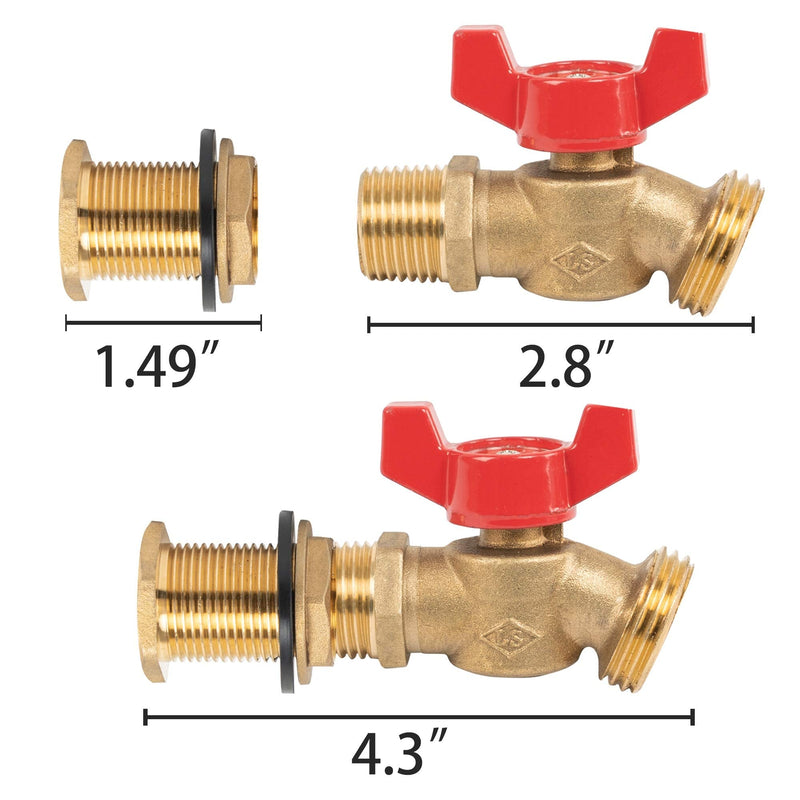  [AUSTRALIA] - Hourleey Brass Rain Barrel Quarter, Rain Barrel Spigot Kit 1/2 inch, Rain Barrel Quarter Turn Ball Valve Spigot with Bulkhead Fitting