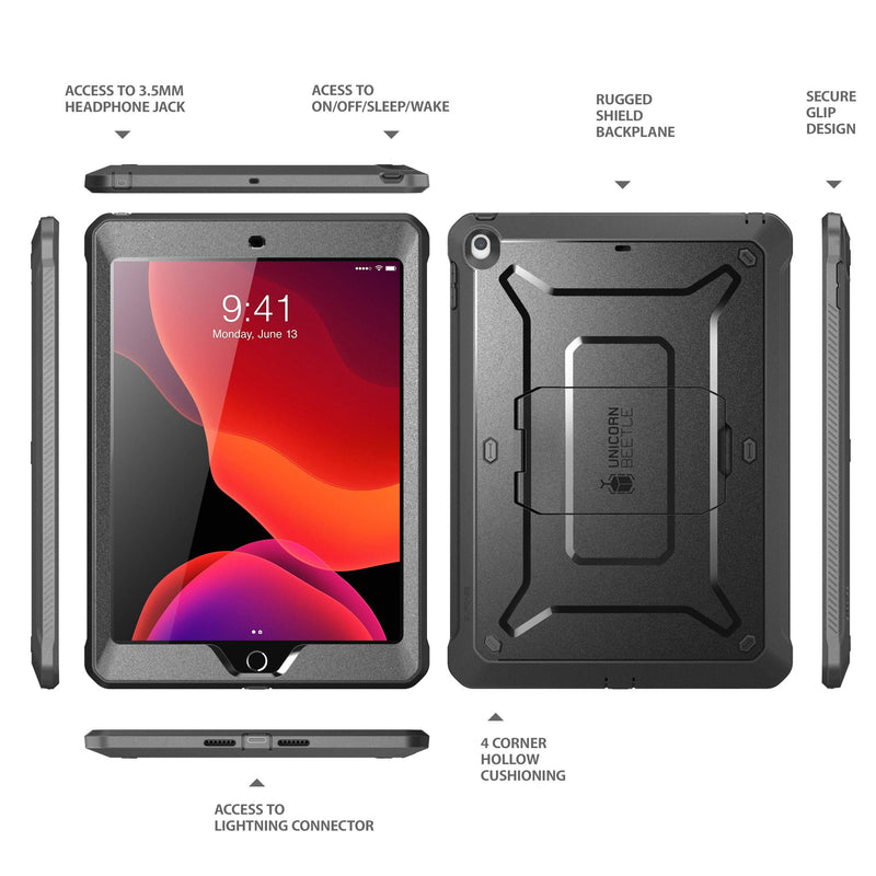  [AUSTRALIA] - SUPCASE Unicorn Beetle Pro Series Case for iPad 10.2 (2021/2020/2019), with Built-in Screen Protector Protective Case for iPad 9th Generation/8th Generation/7th Generation (Black) Black