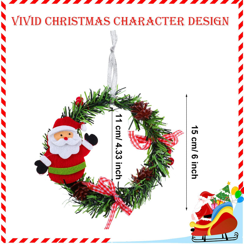  [AUSTRALIA] - Christmas Decorations, 6 Pieces Pine Wreaths Small Mini Snowman Santa Xmas Deer Angel Wreath for Front Door Holiday Indoor Outdoor Home Decor Supplies, 6 Styles, 6 Inch