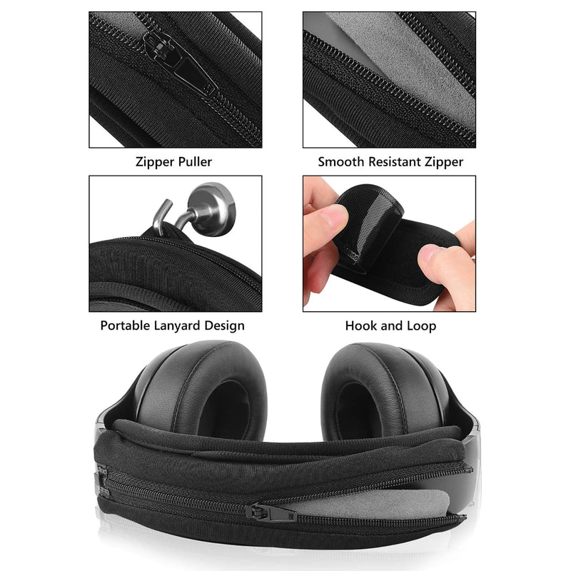  [AUSTRALIA] - Geekria Hook and Loop Headband Cover + Headband Pad Set/Headband Protector with Zipper/DIY Installation No Tool Needed, Compatible with Bose Beats JBL ATH Hyperx Skullcandy Headphones (Black) Faux Leather