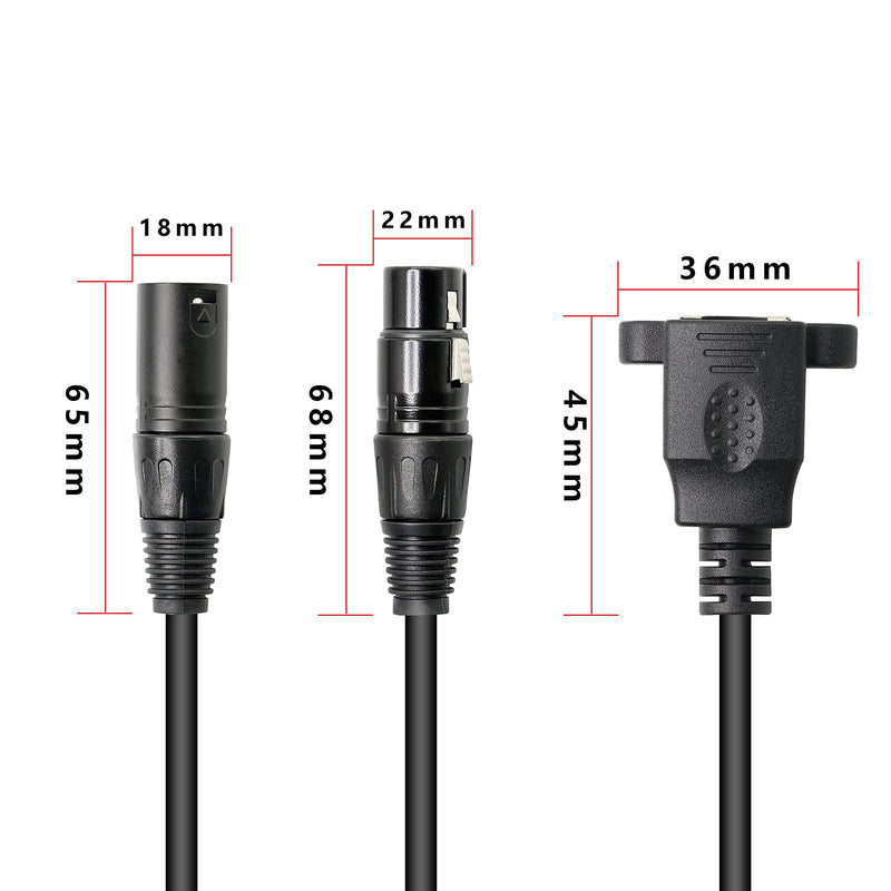  [AUSTRALIA] - GELRHONR 1 Pair XLR 3pin to RJ45 Female Adapter Cable,XLR Male to RJ45 Network Connector Extension Cable Use Cat5 Ethernet for DMX-CON Controller Series-1.1Ft