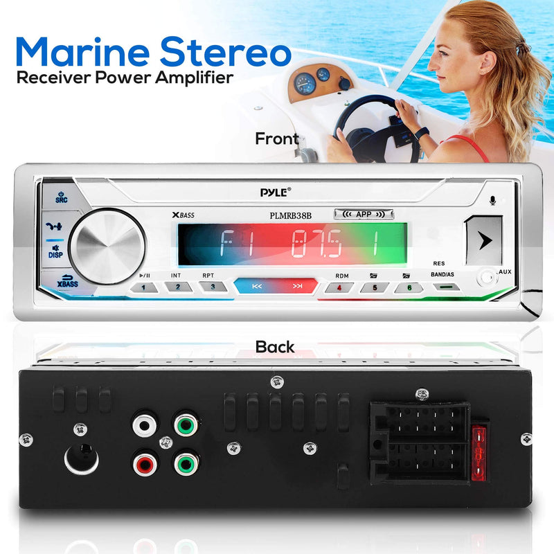 Pyle Marine Stereo Receiver Power Amplifier - AM/FM/MP3/USB/Aux/SD Card Reader Marine Stereo Receiver, Single Din, 30 Preset Memory Stations, LCD Display with Remote Control - PLMRB39W - LeoForward Australia