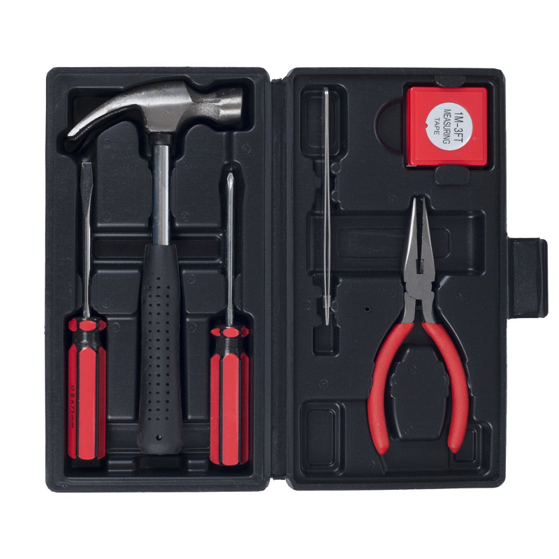  [AUSTRALIA] - Stalwart - 75-HT1007 Household Hand Tools, Tool Set - 6 Piece by , Set Includes – Hammer, Screwdriver Set, Pliers (Tool Kit for the Home, Office, or Car) Black Red