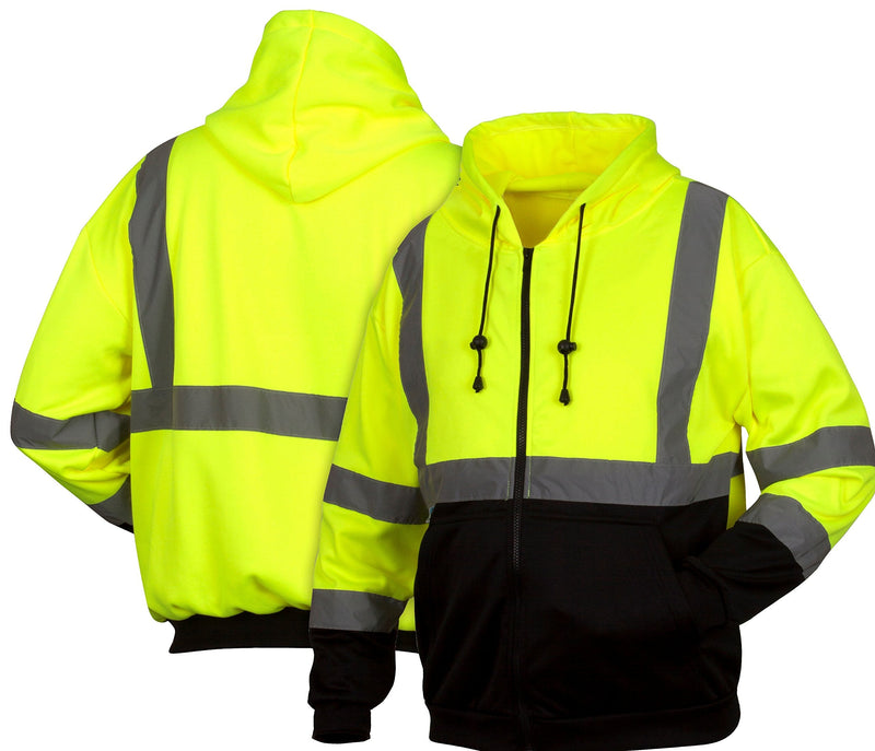  [AUSTRALIA] - Pyramex RSZH3210L RSZH32 Series Sweatshirts Hi-Vis Lime Zipper Sweatshirt with Black Bottom - Size Large, Green