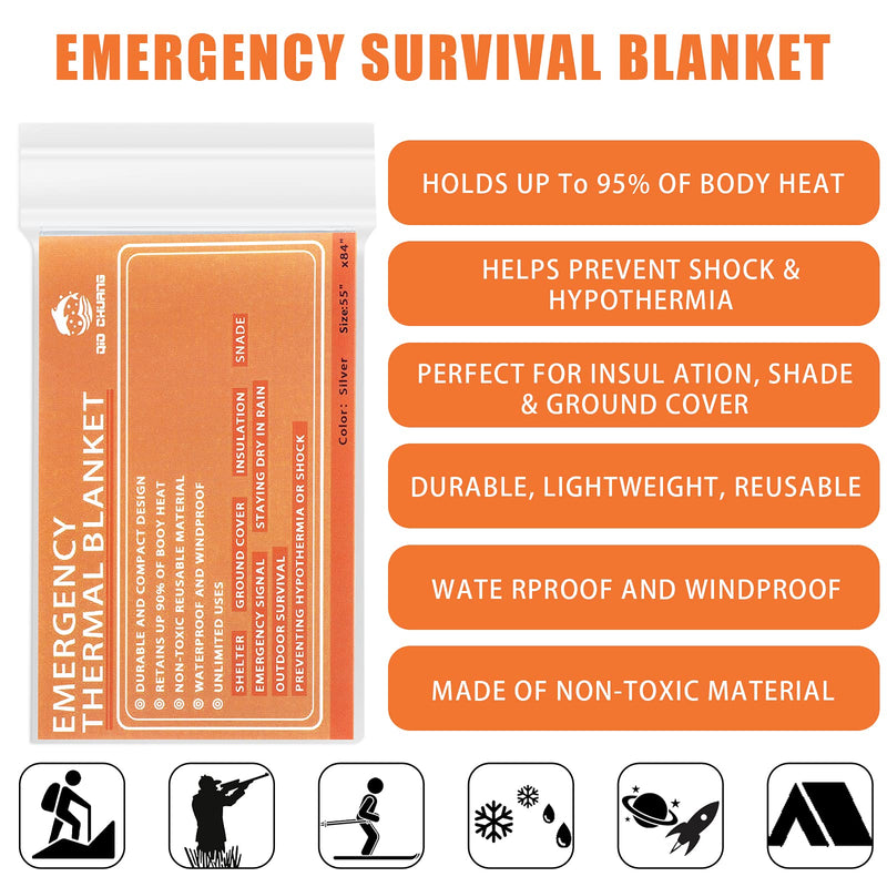  [AUSTRALIA] - Emergency Mylar Thermal Blankets -Space Blanket Survival kit Camping Blanket (Pack of 6). Perfect for Outdoors, Hiking, Survival, Bug Out Bag ，Marathons or First Aid
