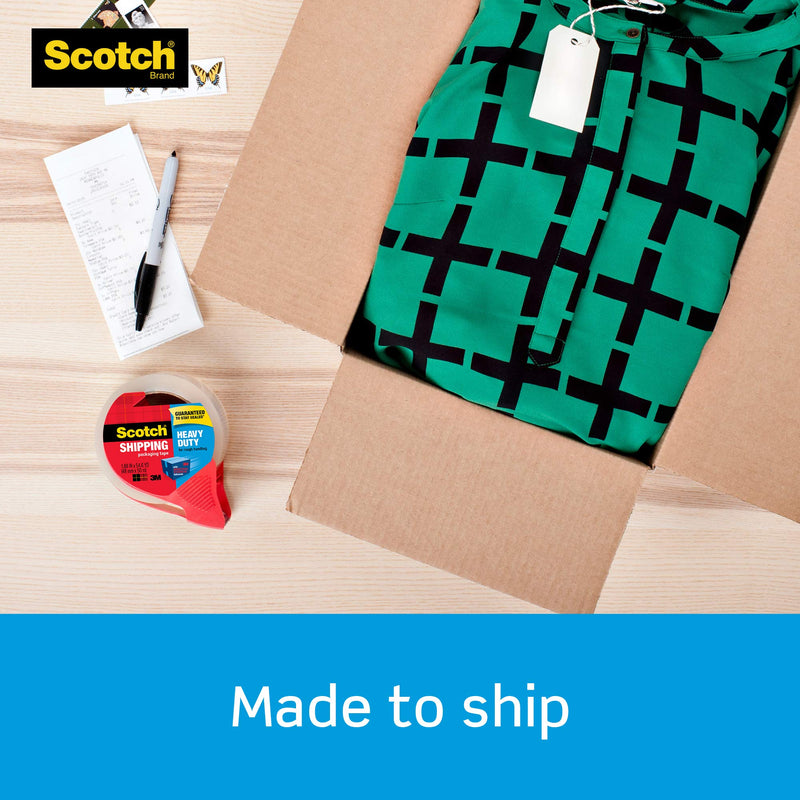  [AUSTRALIA] - Scotch Heavy Duty Shipping Packaging Tape, 1 Roll with Dispenser, 1.88" x 22.2 Yards, 1.5" Core, Great for Packing, Shipping & Moving, Clear (142)