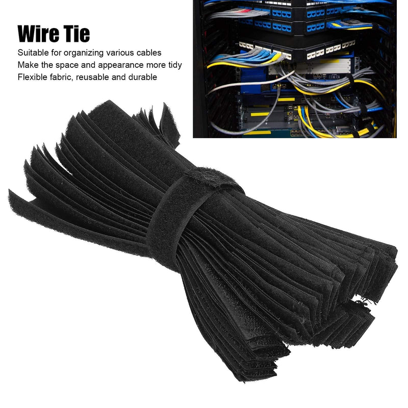  [AUSTRALIA] - Hook and Loop Ties, Integrated Burr Buckle Wire Extension Cable Fastener Reusable Fastening Cable Straps to Keep Cords Organized and Tidy 50Pcs Black 7.1 x 0.8in