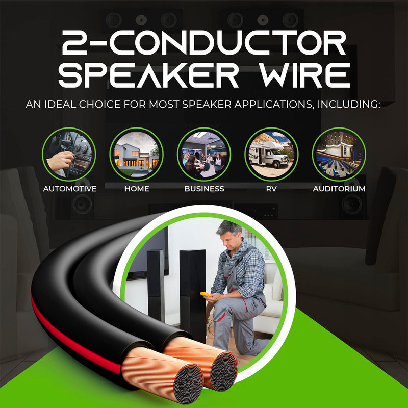  [AUSTRALIA] - 18AWG Speaker Wire, GearIT Pro Series 18 AWG Gauge Speaker Wire Cable (100 Feet / 30.48 Meters) Great Use for Home Theater Speakers and Car Speakers Black 100 Feet