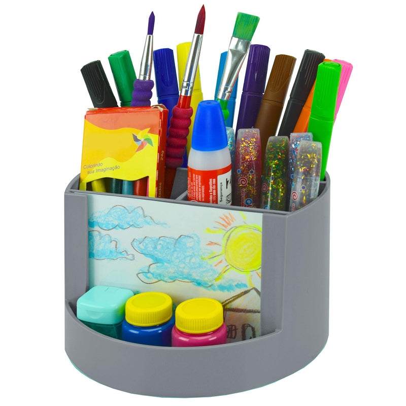 Acrimet Plastic Desktop Organizer - Mix Organizer Caddy Photo Holder - Office Supplies Storage and Home Organization (Pen Pencil Clip Holder) (Silver Color) - LeoForward Australia