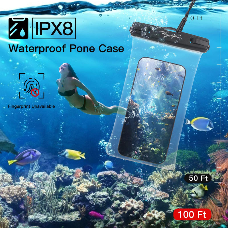  [AUSTRALIA] - Rynapac B01 Clear TPU Waterproof Phone Pouch Fully Transparent, IPX8 Cellphone Pouch, Cell Phone Dry Bags, Up to 7’’ for Kayak, Travel, Boating, Fishing, Hiking, 2 Pack