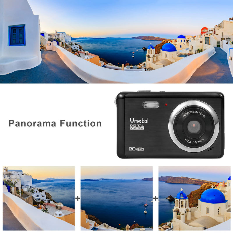  [AUSTRALIA] - Full HD 1080P 20MP Mini Digital Camera with 2.8 Inch TFT LCD Display,Digital Point and Shoot Camera Video Camera Student Camera, Indoor Outdoor for Kids/Beginners/Seniors (Black) Black