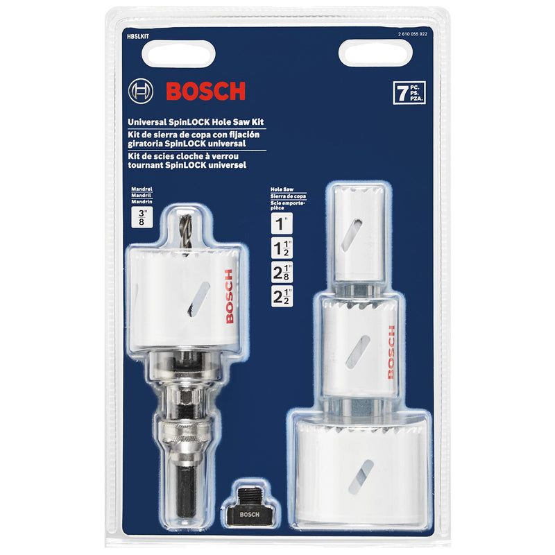 BOSCH HBSLKIT 7 pc. SpinLOCK Universal Hole Saw Kit - LeoForward Australia