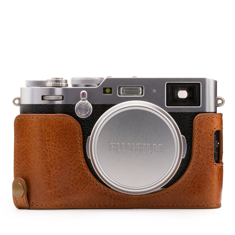  [AUSTRALIA] - Megagear MG1282 Fujifilm X100F Ever Ready Genuine Leather Camera Half Case & Strap with Battery Access, Brown