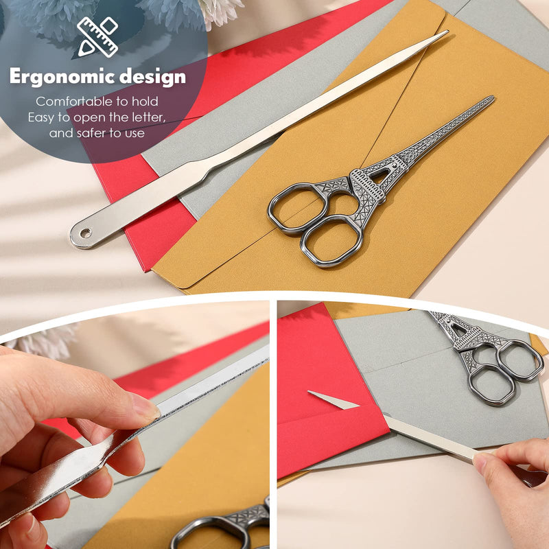  [AUSTRALIA] - 3 Pieces Scissors and Letter Opener Set Include 1 Pieces Metal Envelope Opener Slitter and 2 Pieces Eiffel Tower Embroidery Scissors Craft Scissors for Office Home School Supplies (Silver)