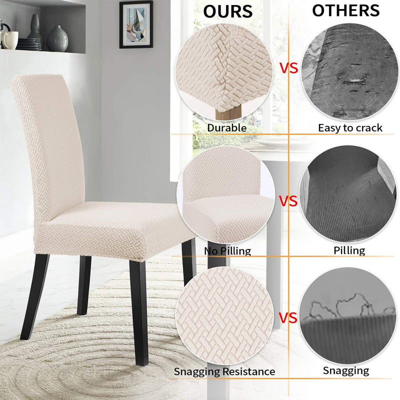  [AUSTRALIA] - smiry Stretch Dining Room Chair Covers Soft Removable Dining Chair Slipcovers Set of 2, Twill Beige Twill Beige 2