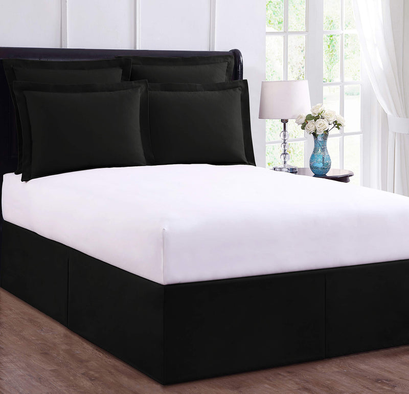  [AUSTRALIA] - Bed Maker's Tailored Wrap-Around Bedskirt Never Lift Your Mattress Classic 14” Drop Length Pleated Styling, Black, California King