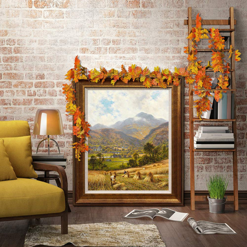  [AUSTRALIA] - CQURE 2 Pack Fall Leaf Garland, Hanging Vines Garland Artificial Fall Maple Leaves Garland Thanksgiving Decor for Home Wedding Fireplace Party… Late Autumn