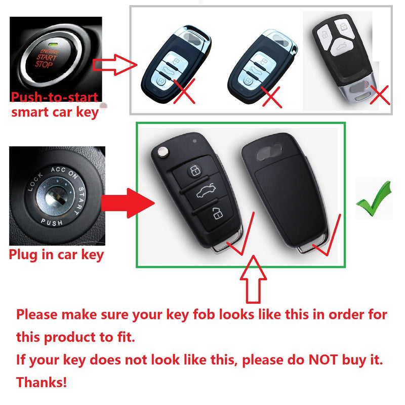 M.JVisun Soft Silicone Rubber Carbon Fiber Texture Case for Audi Flip Car Remote Key Fob Cover for Audi A1 A3 A4 A6 A8 Quattro Q2 Q3 Q7 R8 RS3 RS6 S3 S6 TT TTS Remote Key - Black - Round Keychain - LeoForward Australia