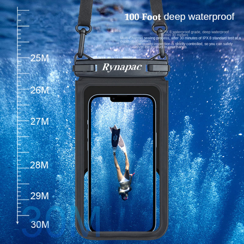  [AUSTRALIA] - 2 packsDouble Space Waterproof Mobile Phone Bag Diving Protective Case Swimming Rain Proof Mobile Phone Bag Sealed Plastic Waterproof Bag (Black+Cyan) Black+Cyan