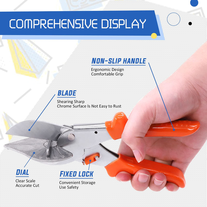  [AUSTRALIA] - Glarks Angle Miter Shear Cutter Tools, 45 Degree to 120 Degree Angle Scissors Trim Shears Hand Tools with Spare Blade and a Screwdriver for Cutting Trunking, Soft Wood, Plastic, PVC