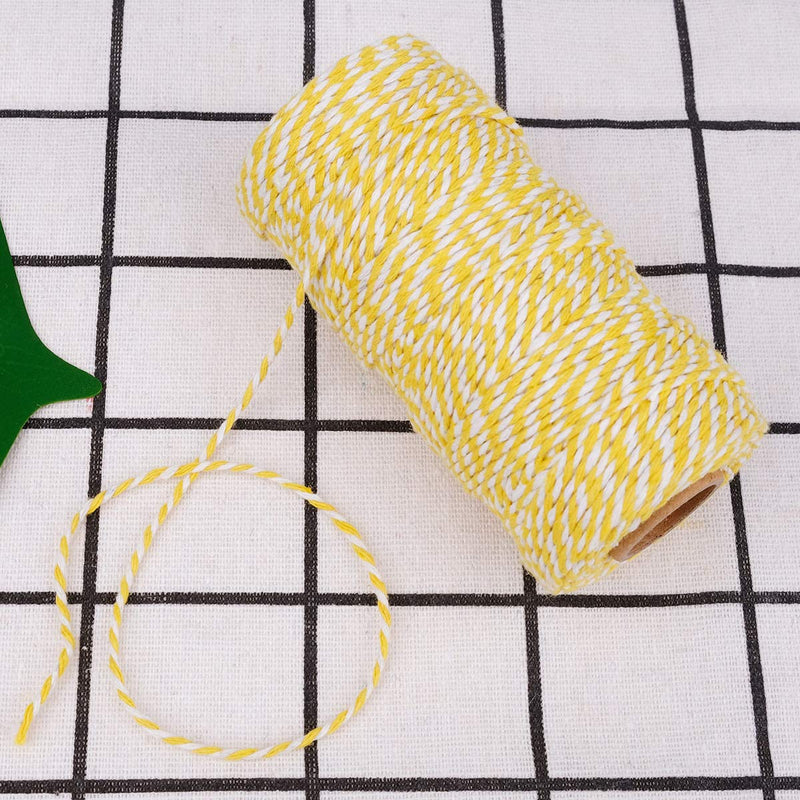  [AUSTRALIA] - Eison Wedding Twine Holiday Twine Cotton Bakery String Yellow and White Twine Rope Cord for Wedding and Holiday Gift Wrapping, Arts Crafts 656 Feet (Yellow+White) Yellow+white