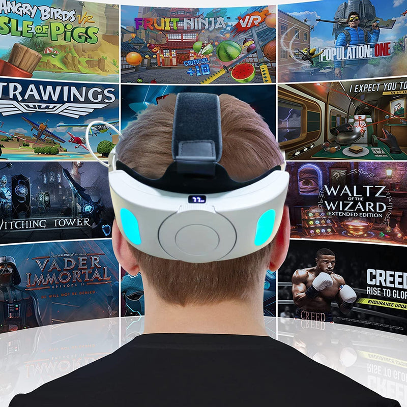  [AUSTRALIA] - 2023 Head Strap with Battery for Oculus 2, Adjustable Elite Strap with 6000mAh Battery Pack for Enhanced Comfort and Playtime in VR, Fast Charging and Counter Balance Oculus 2 Accessories