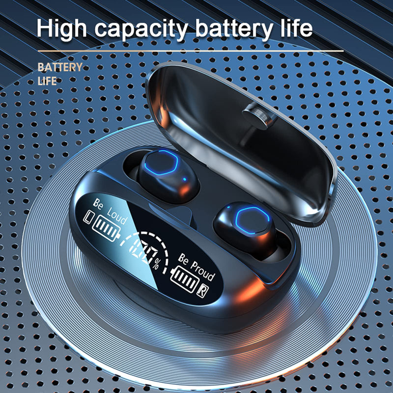  [AUSTRALIA] - Wireless Earbuds Bluetooth 5.3 True Wireless Headphones with LED Display Charging Case IPX7 Waterproof USB-C Button Control Powerful Bass in Ear Earphones One-Step Pairing Headset