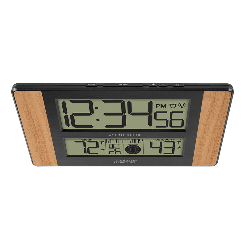  [AUSTRALIA] - La Crosse Technology 513-1417 Atomic Digital Clock with Outdoor Temperature, Oak, 0